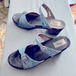 Floral Print Wooden Clog Sandal